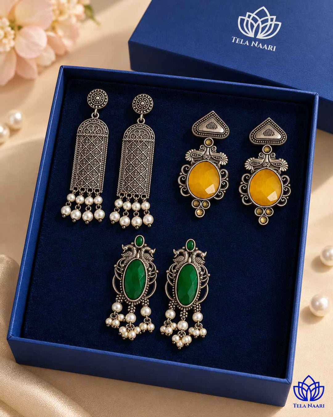 Lara - Premium Gift Hamper Box With 3 Pairs Of Earrings