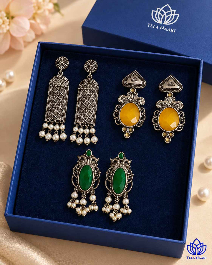 Lara - Premium Gift Hamper Box With 3 Pairs Of Earrings