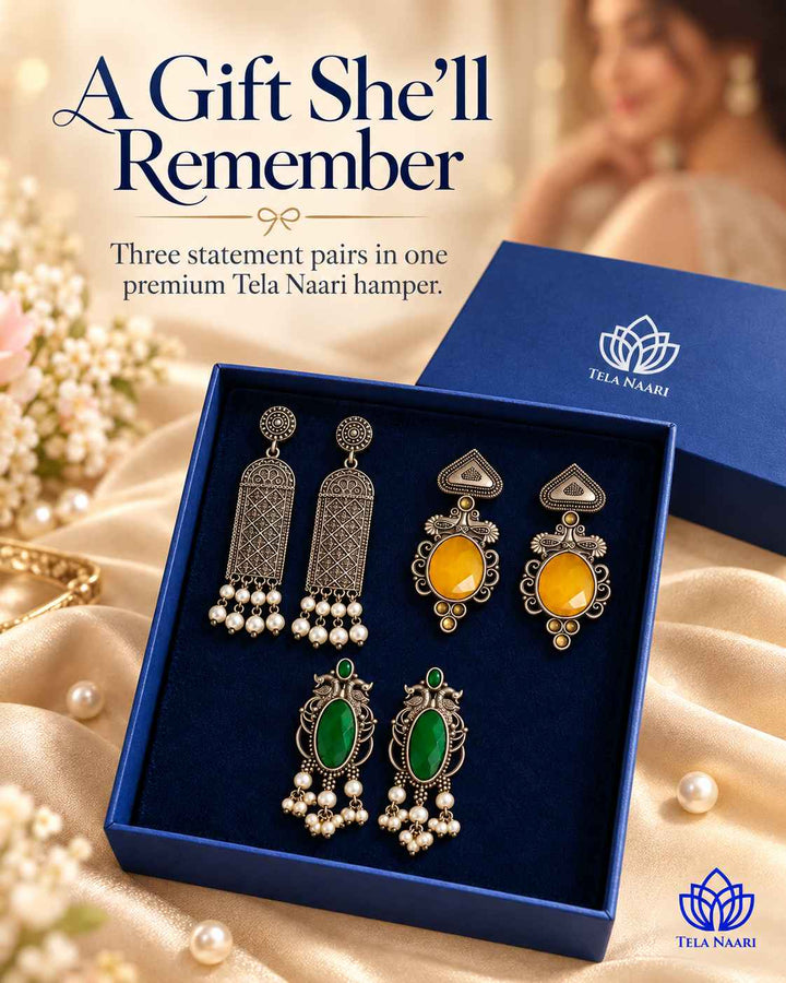 Lara - Premium Gift Hamper Box With 3 Pairs Of Earrings