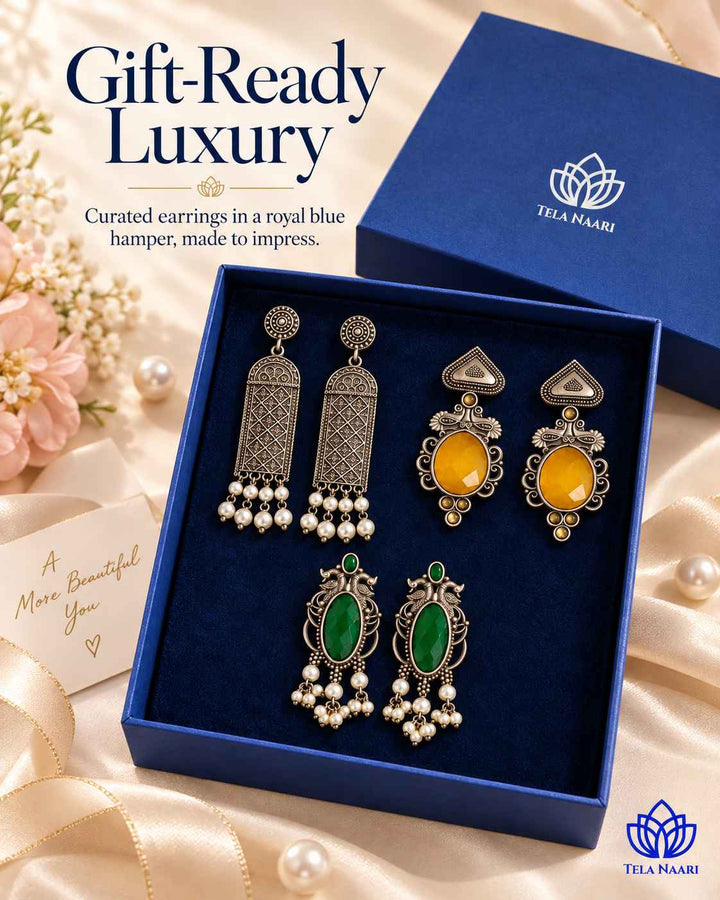 Lara - Premium Gift Hamper Box With 3 Pairs Of Earrings