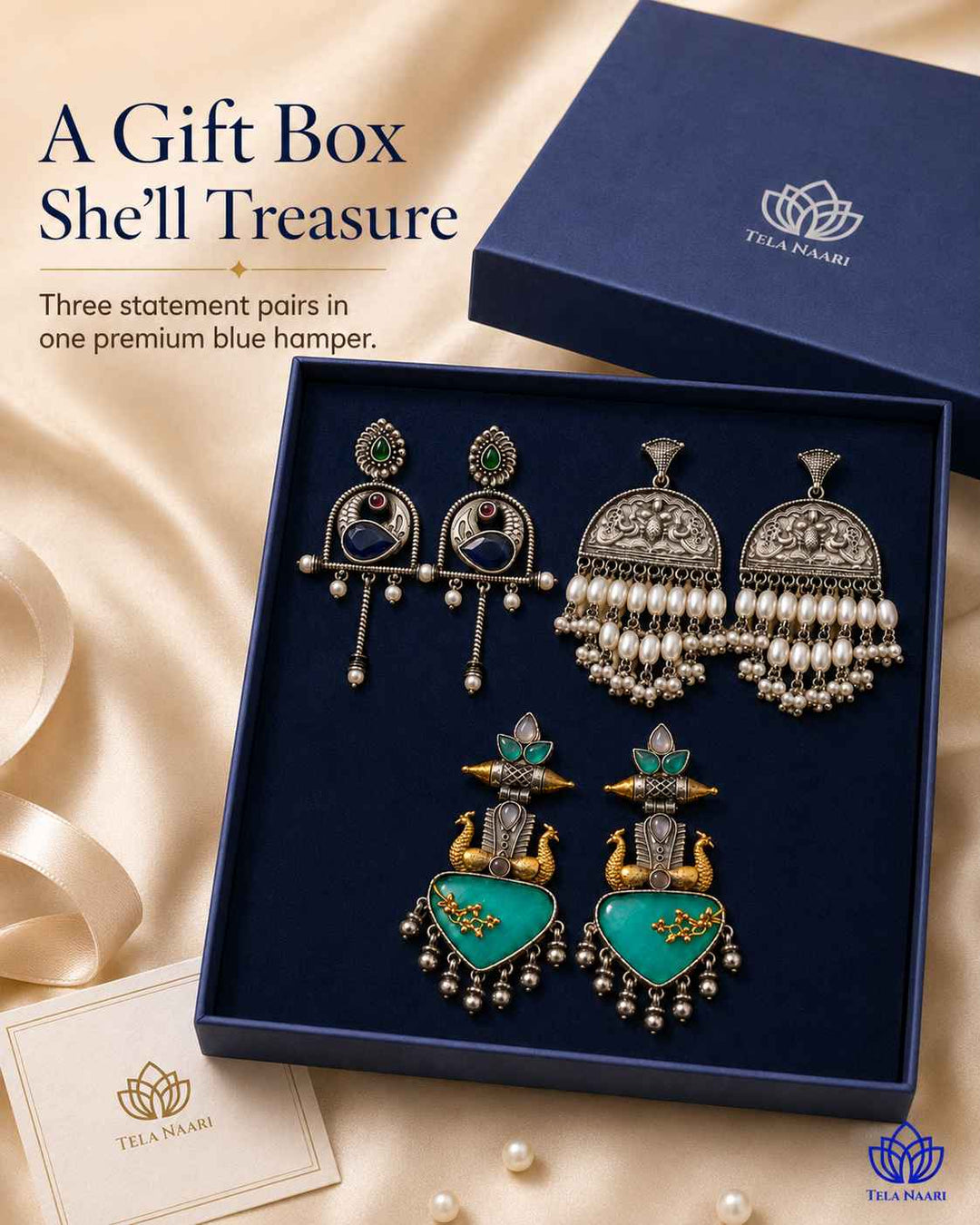 Juno Festive Hamper – Premium Box With 3 Pairs Of Earrings