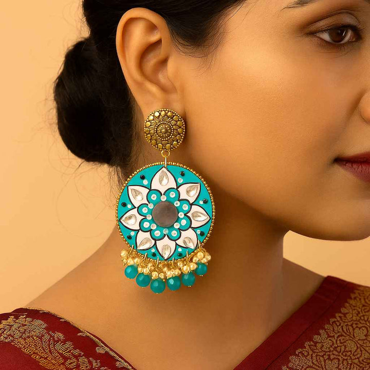 Tela Naari - Mandala Hand Painted Earrings Ruksha - TelaNaari