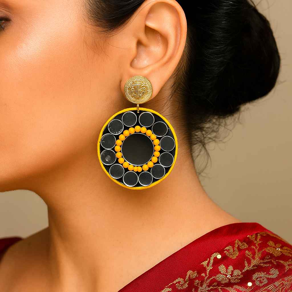 Handmade Mirror Earrings Maya - TelaNaari