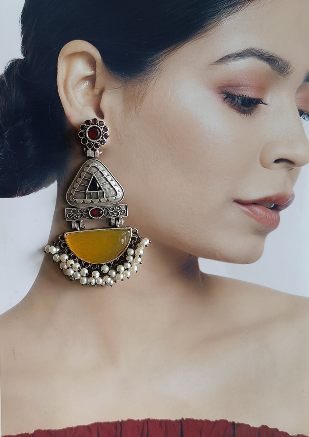 Classic Elegant Aasha Silver-Plated Pearl Earrings - TelaNaari