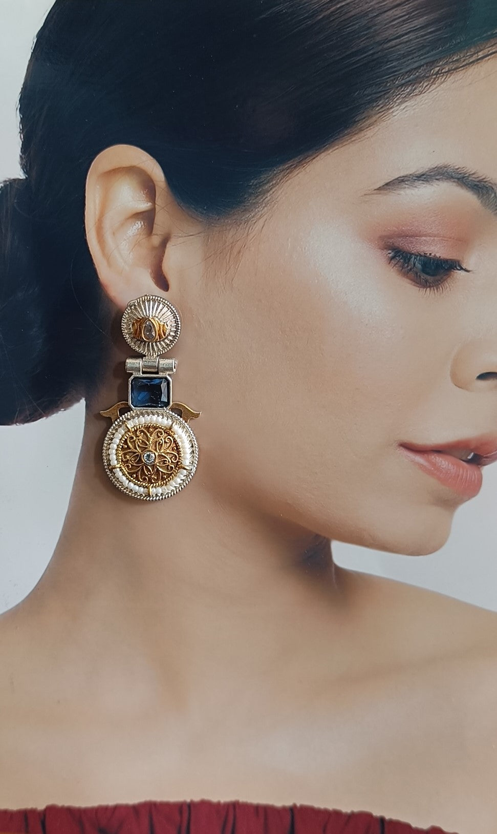 Aashiyana Dual Tone Silver Oxidised Earrings - TelaNaari