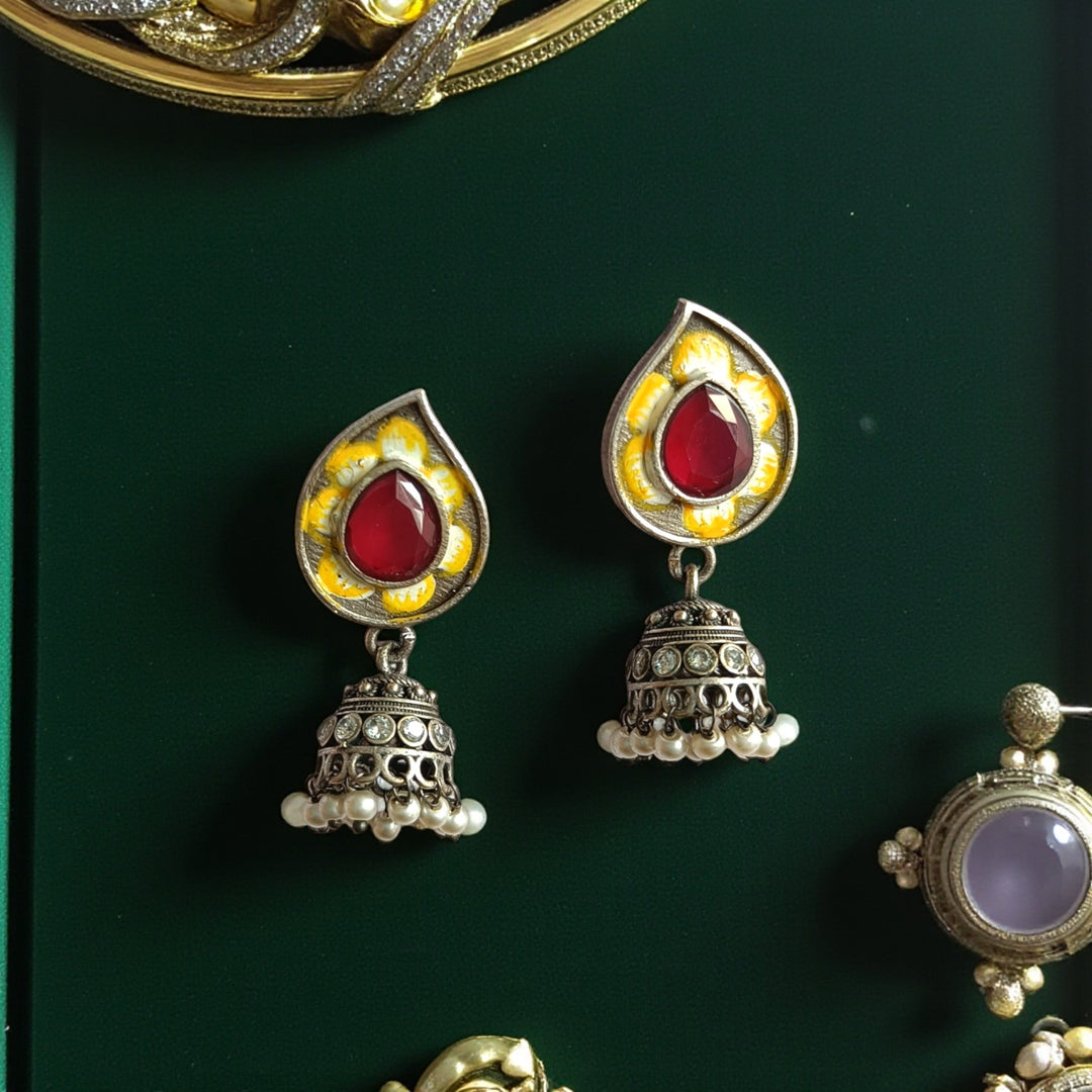 Timeless Avanshika Yellow Red Silver-Plated Necklace Set