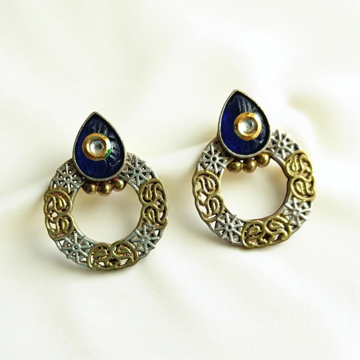 Atmaja Classic Dual Tone Silver-Plated Earrings