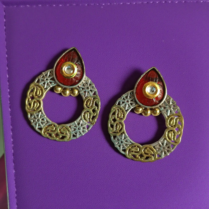 Atmaja Classic Dual Tone Silver-Plated Earrings