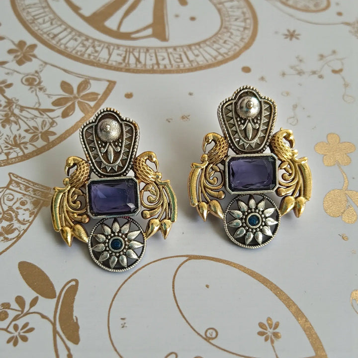 Purple Nilofer Dual Tone Earrings