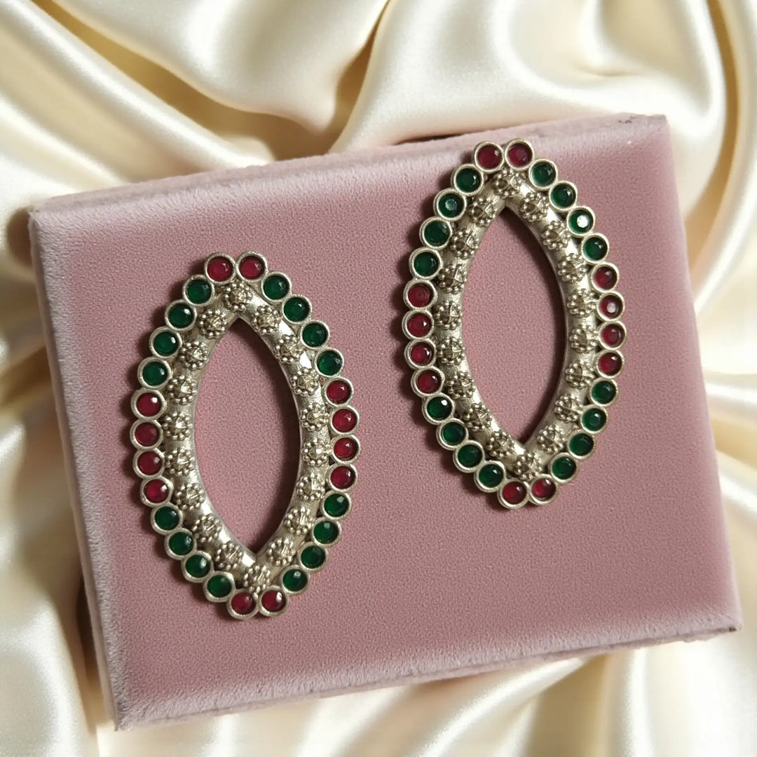 Elegant Indu Silver-Plated Stud Earrings