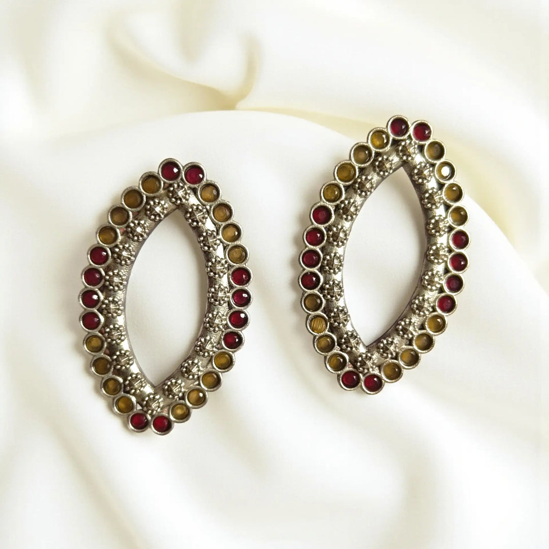 Elegant Indu Silver-Plated Stud Earrings