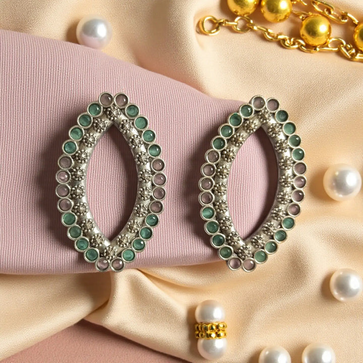 Elegant Indu Silver-Plated Stud Earrings