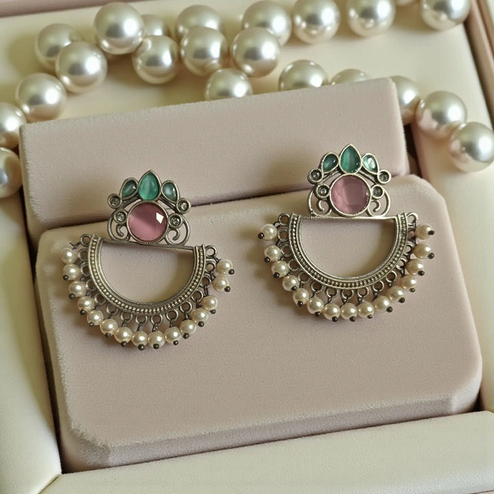 Elegant Ibha Silver-Plated Pearl Earrings