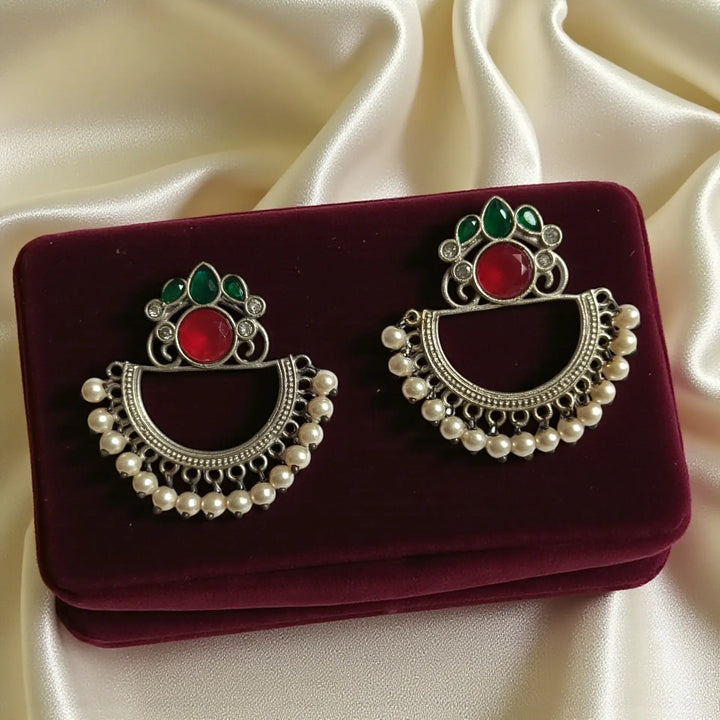 Elegant Ibha Silver-Plated Pearl Earrings