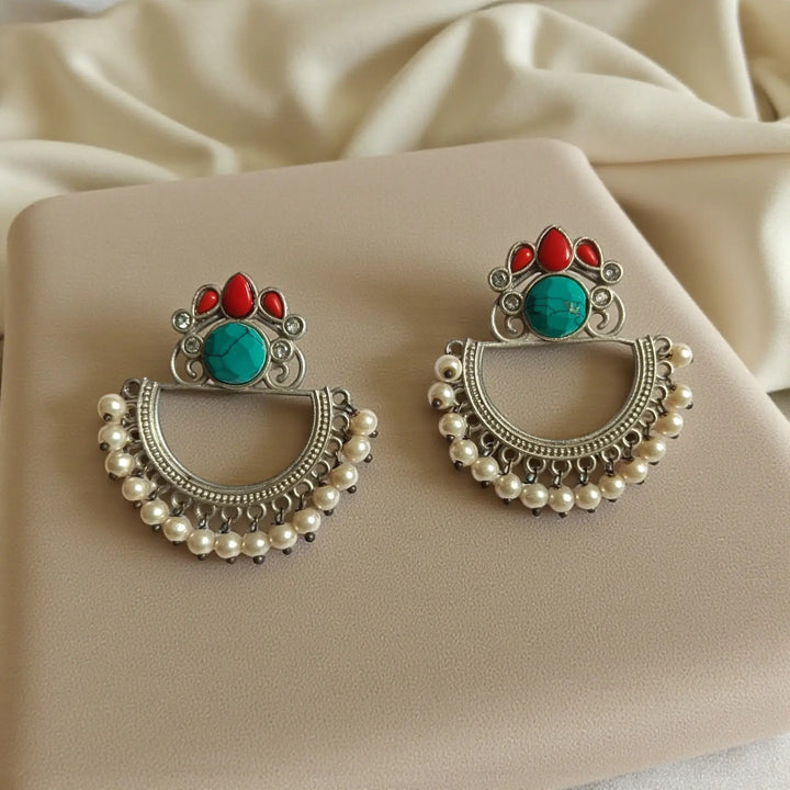 Elegant Ibha Silver-Plated Pearl Earrings