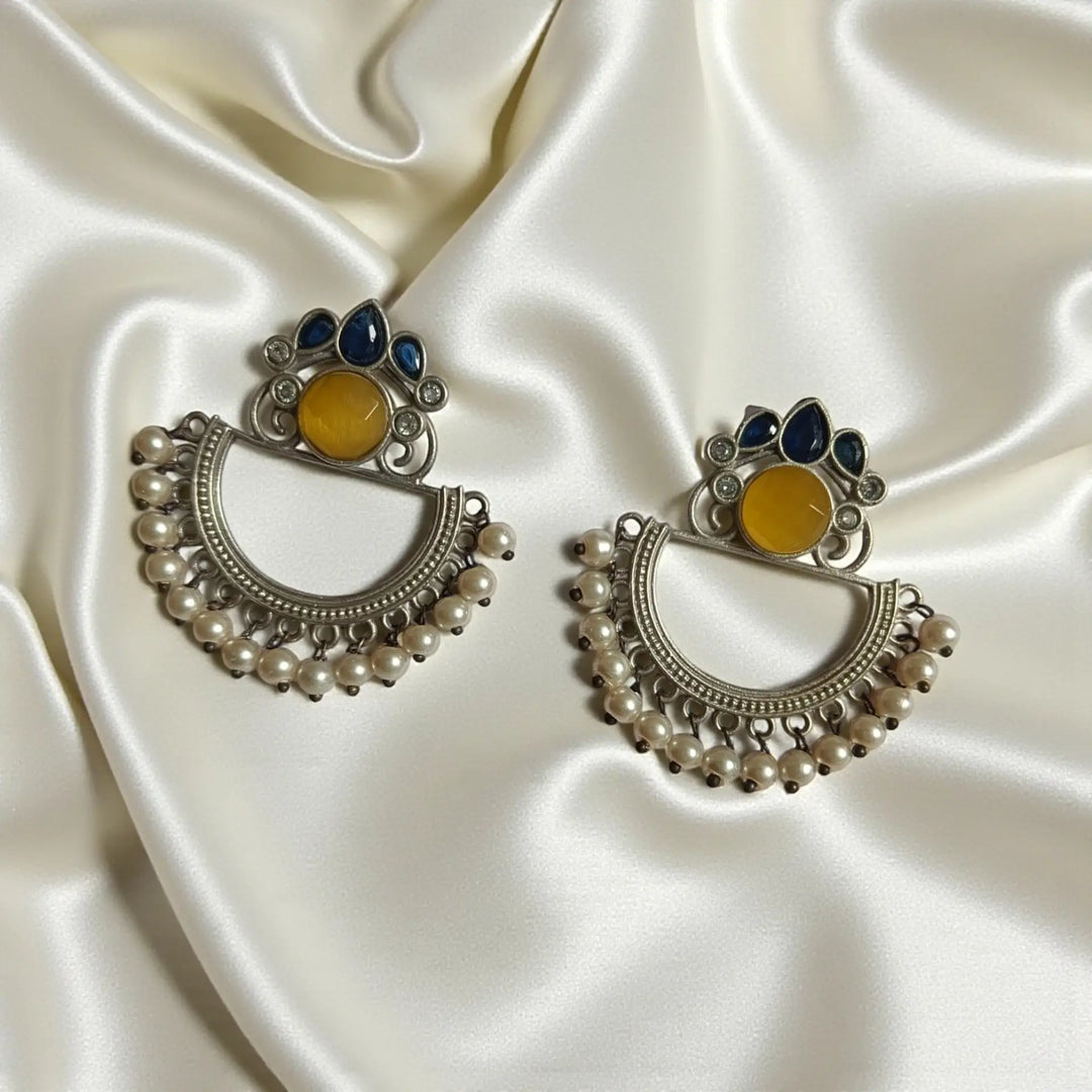 Elegant Ibha Silver-Plated Pearl Earrings