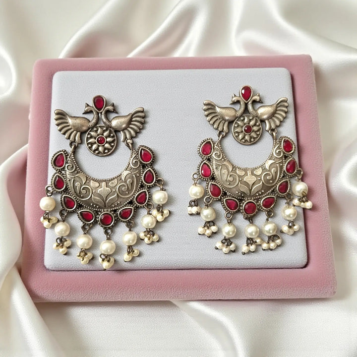 Elegant Inakshi Silver Plated Earrings