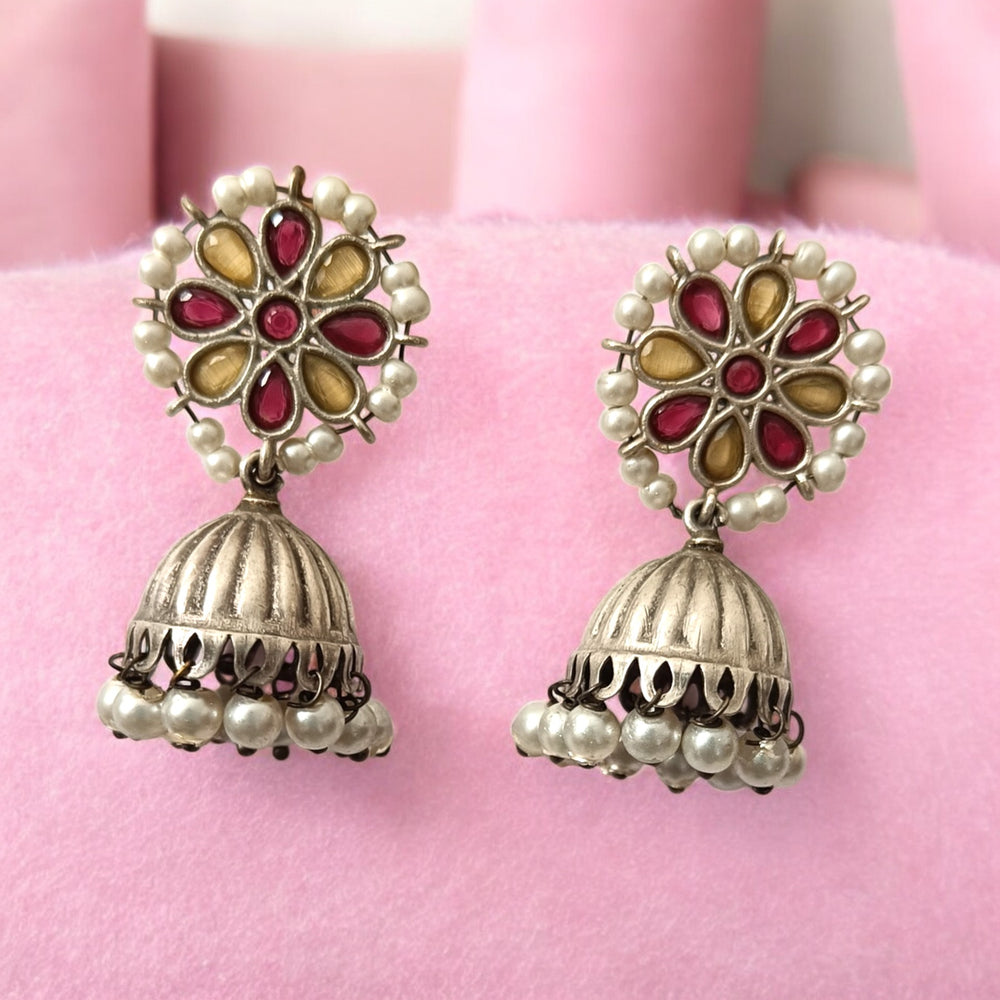 Elegant Imla Silver Plated Pearl Earrings - TelaNaari