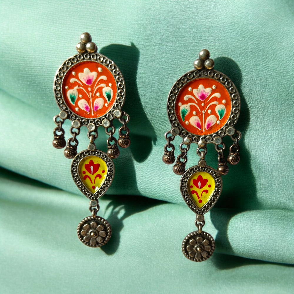 Neki Handpainted Teardrop Earrings - TelaNaari