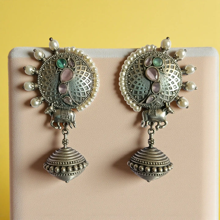 Silver Oxidised Timeless Jumka Earrings Anvita