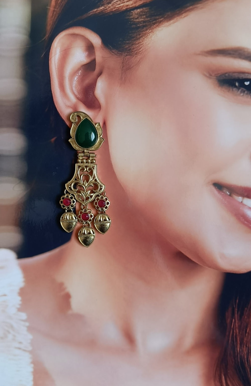 Telanaari Timeless Pooja Gold Plated Earrings - TelaNaari