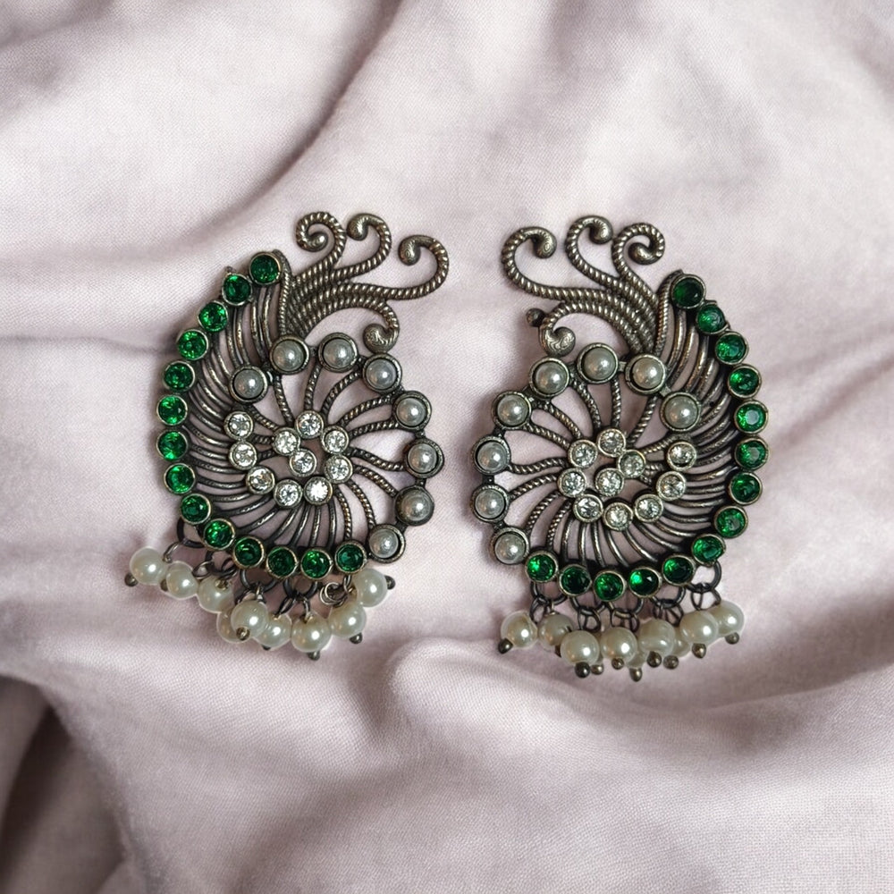 Telanaari Timeless Akaljeet Silver Plated Pearl Stud Earrings - TelaNaari