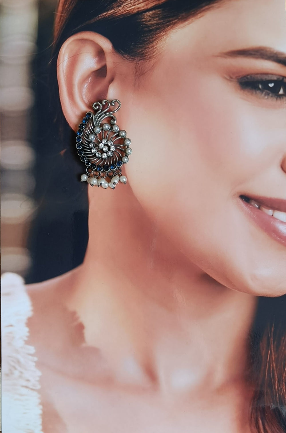 Telanaari Timeless Akaljeet Silver Plated Pearl Stud Earrings - TelaNaari