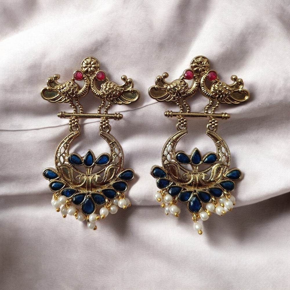 Telanaari Timeless Sargun Dual Tone Gold-Plated Pearl Earrings - TelaNaari