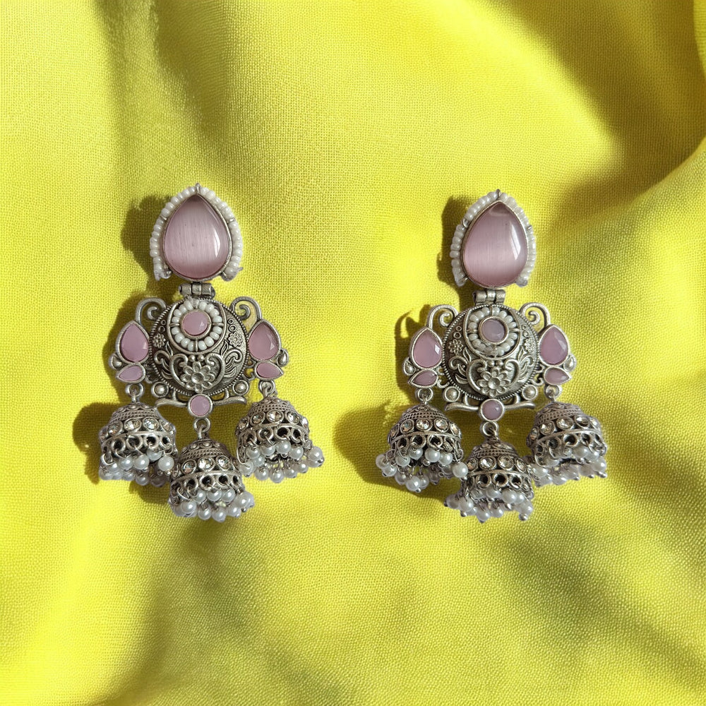 Telanaari Radiant Prabhnoor Silver Plated Earrings - TelaNaari