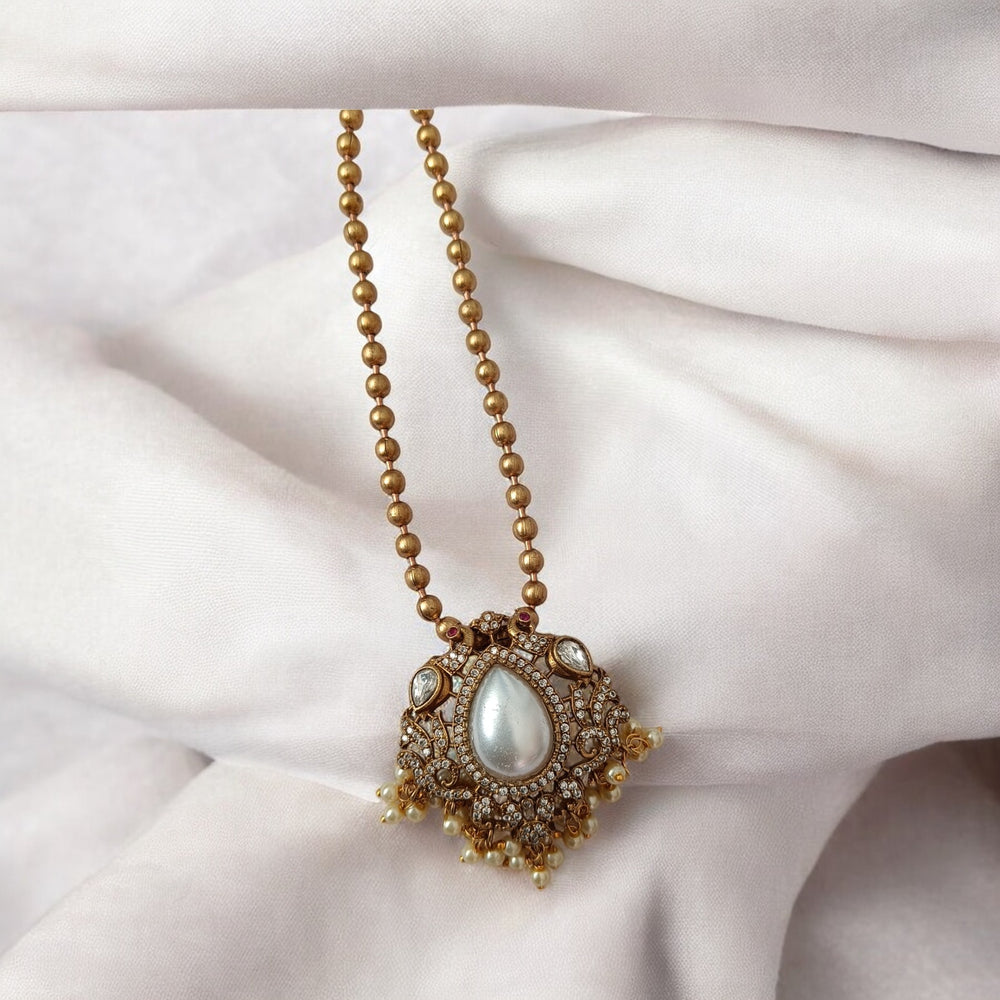 Telanaari Timeless Mehek Pearl Dual Tone Silver-Plated Necklace Set - TelaNaari