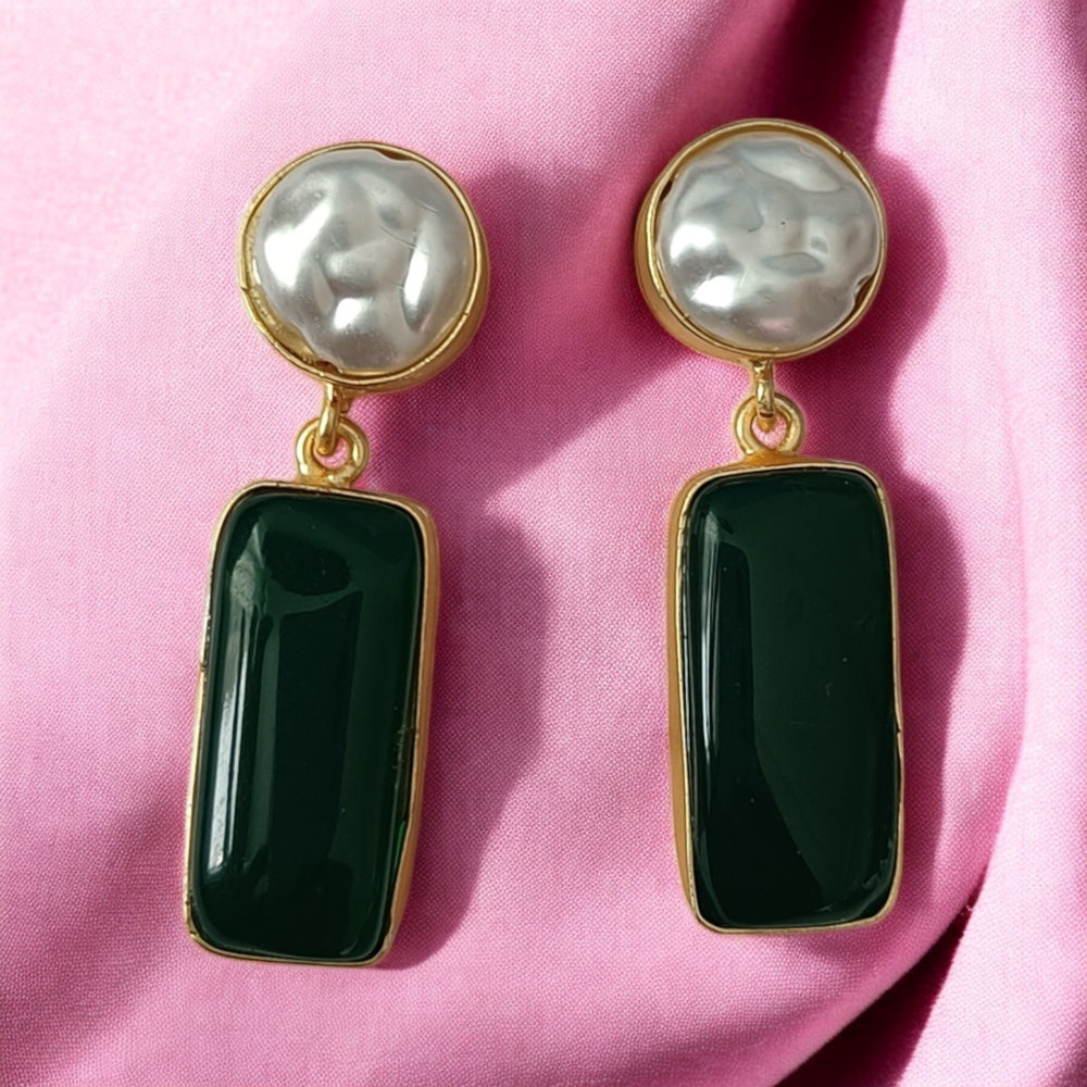 Telanaari Timeless Akaljeet Red Green Baroque Gold Plated Necklace Set - TelaNaari