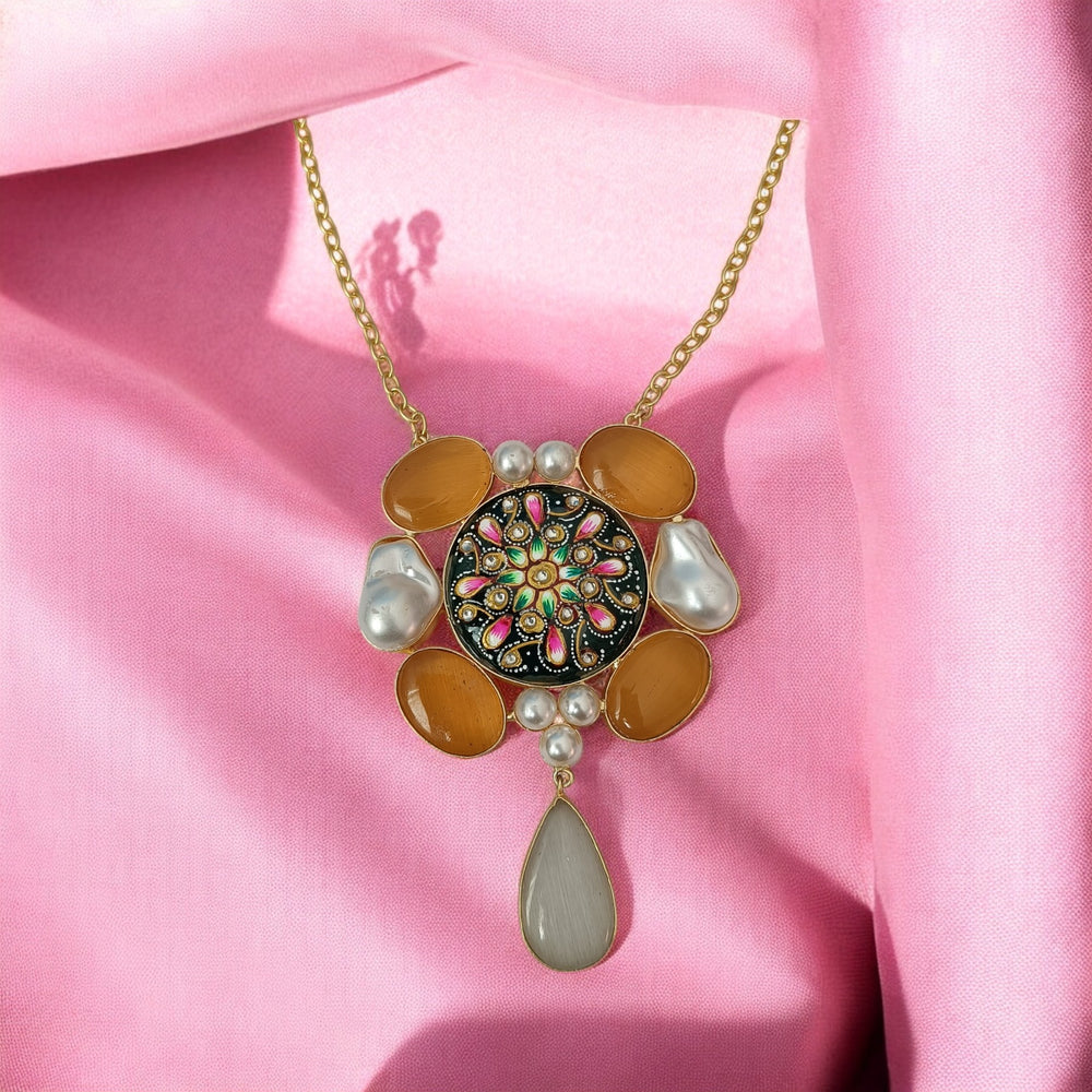 Telanaari Timeless Barminder Yellow Baroque Gold Plated Necklace Set - TelaNaari