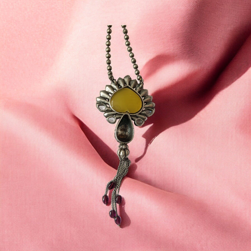 Telanaari Yasmin Yellow Silver-Plated Necklace Set - TelaNaari