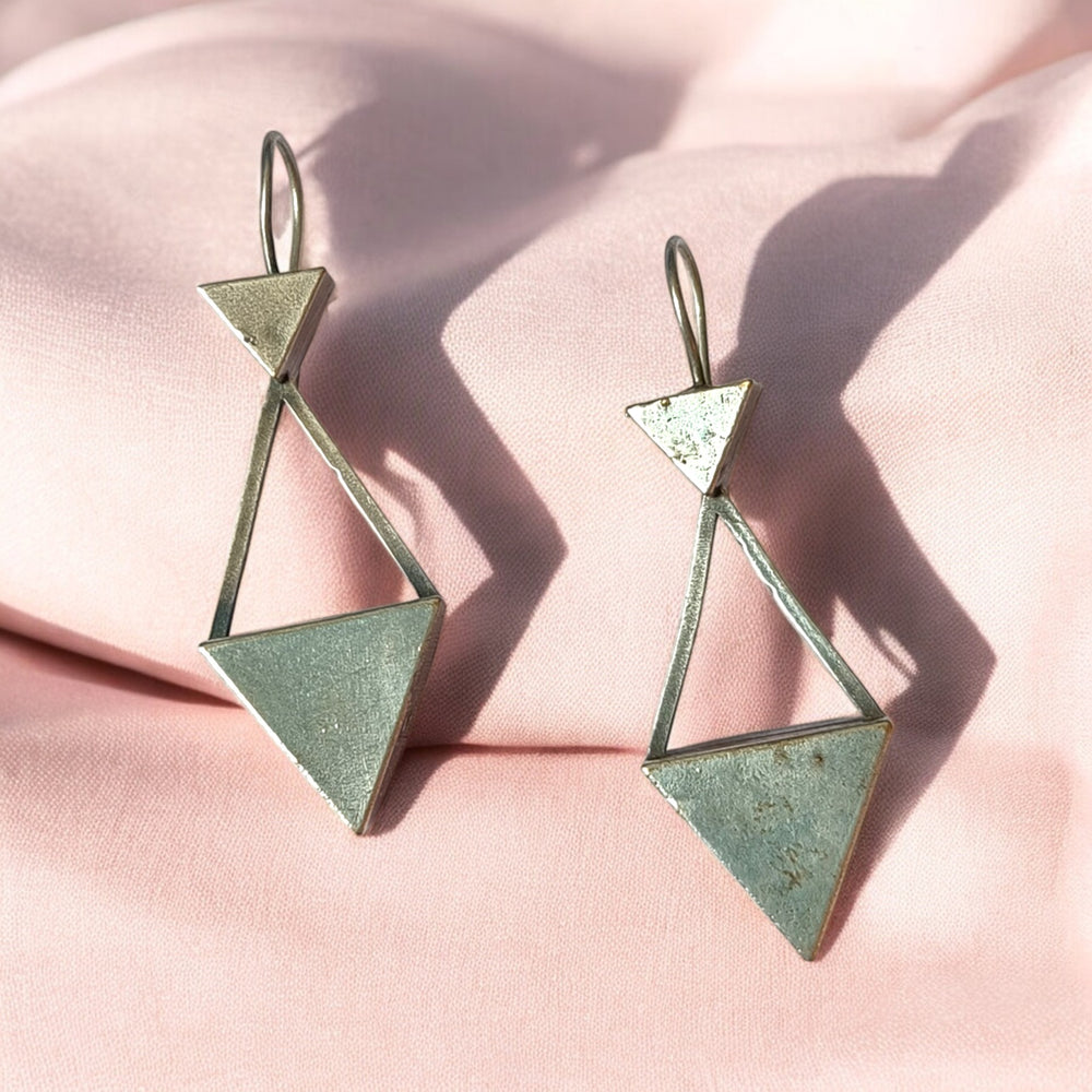 Telanaari Trivni  Silver Oxidised Earrings - TelaNaari