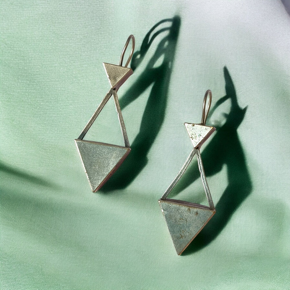 Telanaari Trivni  Silver Oxidised Earrings - TelaNaari