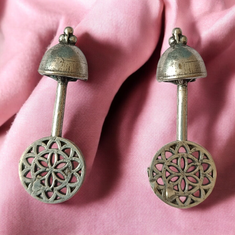 Telanaari Antique Avira Silver Plated Earrings - TelaNaari