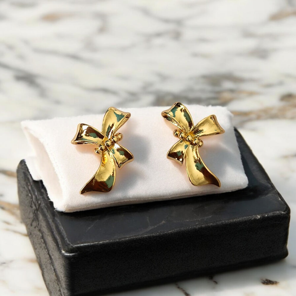 Telanaari 18K Gold Plated Tainless Steel Tarnish-Free Waterproof Gift Knot Stud Earrings - TelaNaari