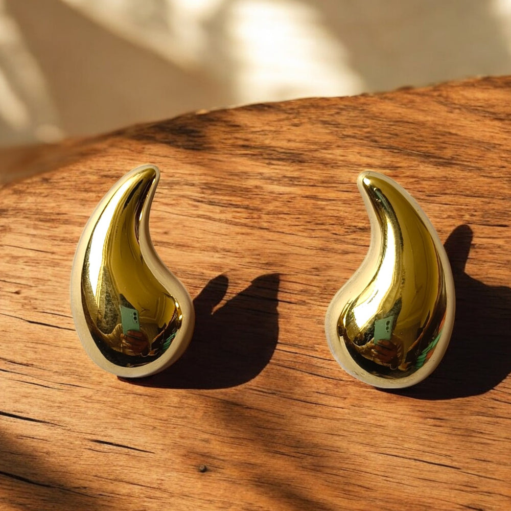 Telanaari 18K Gold Plated Stainless Steel Tarnishfree Waterproof Drop Stud Earrings - TelaNaari