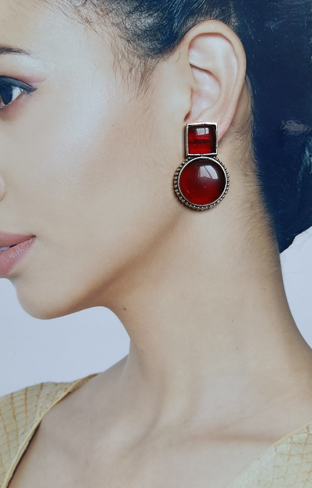 Telanaari Vijahi Silver Plated Stud Earrings - TelaNaari