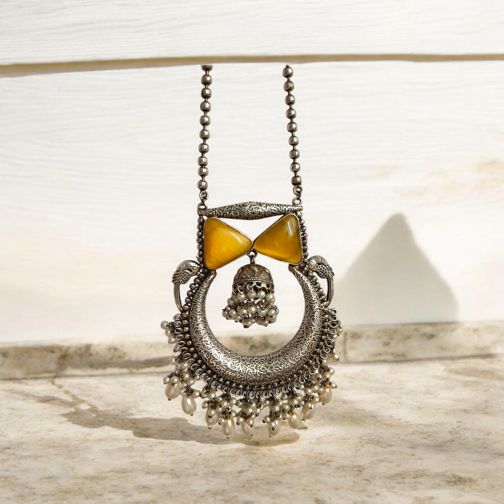 Telanaari Silver-plated Minisx Yellow Necklace Set - TelaNaari