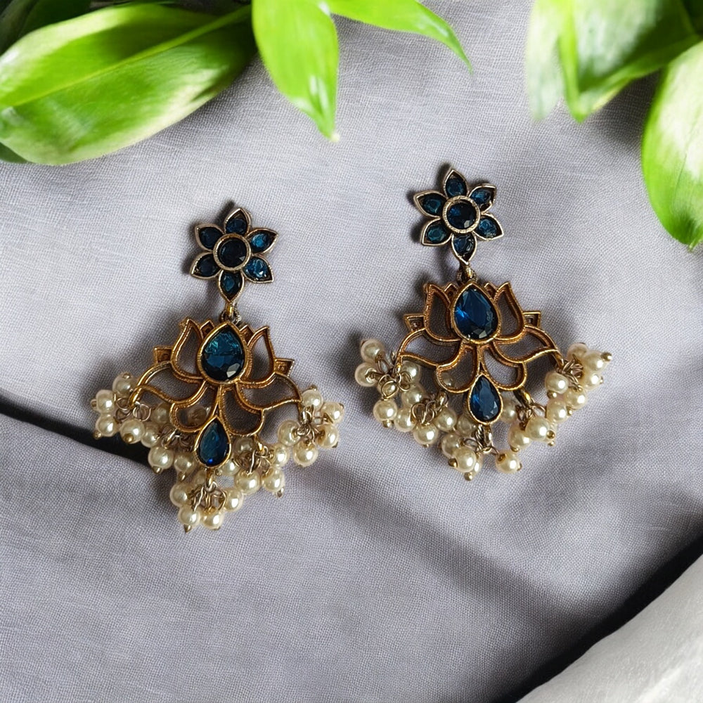 Telanaari Dual Tone Nimis Blue Necklace Set - TelaNaari