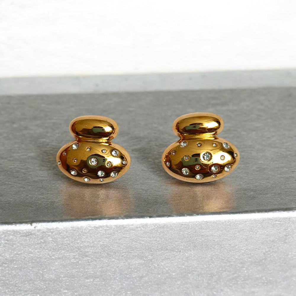 Telanaari 18K Gold Plated Kicli Stainless Steel Tarnish Free Waterproof Stud Earrings - TelaNaari