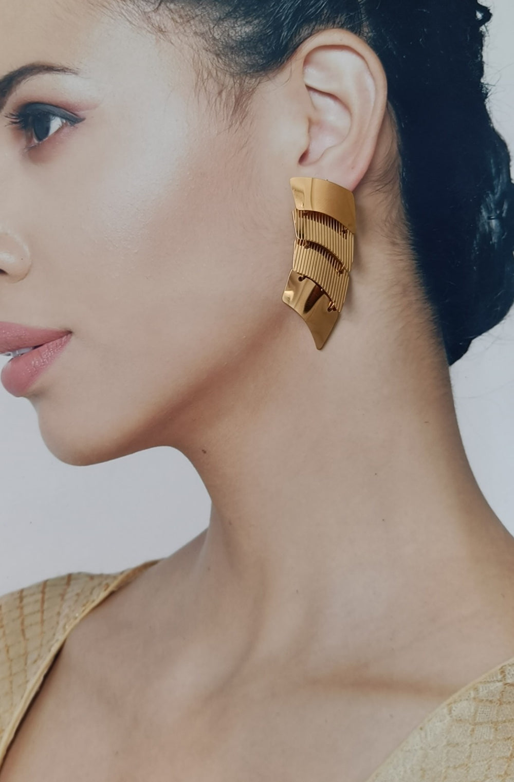 Telanaari 18K Gold Plated Stainless Steel Lili Tarnish Free Waterproof Drop Earrings - TelaNaari