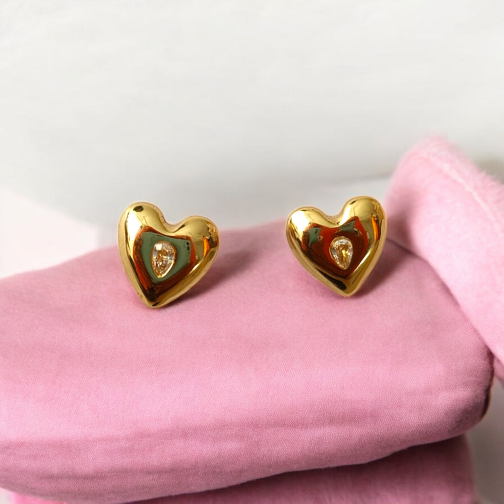 Tela Naari 18K Gold-Plated Stainless Steel Anti-Tarnish Earring Combo – Bow Knot & Heart Studs - TelaNaari