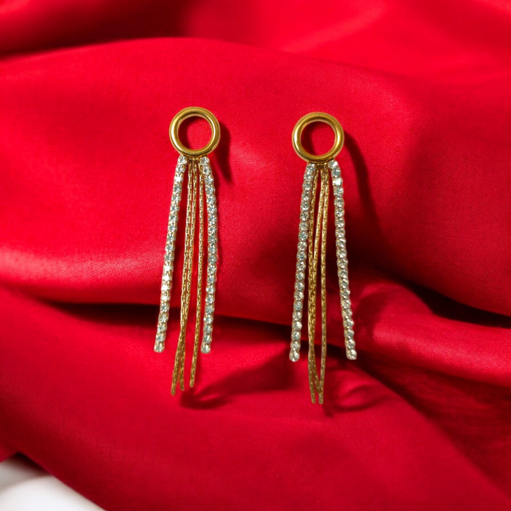 Tela Naari 18K Gold-Plated Anti-Tarnish Crystal Dangle Earrings - TelaNaari
