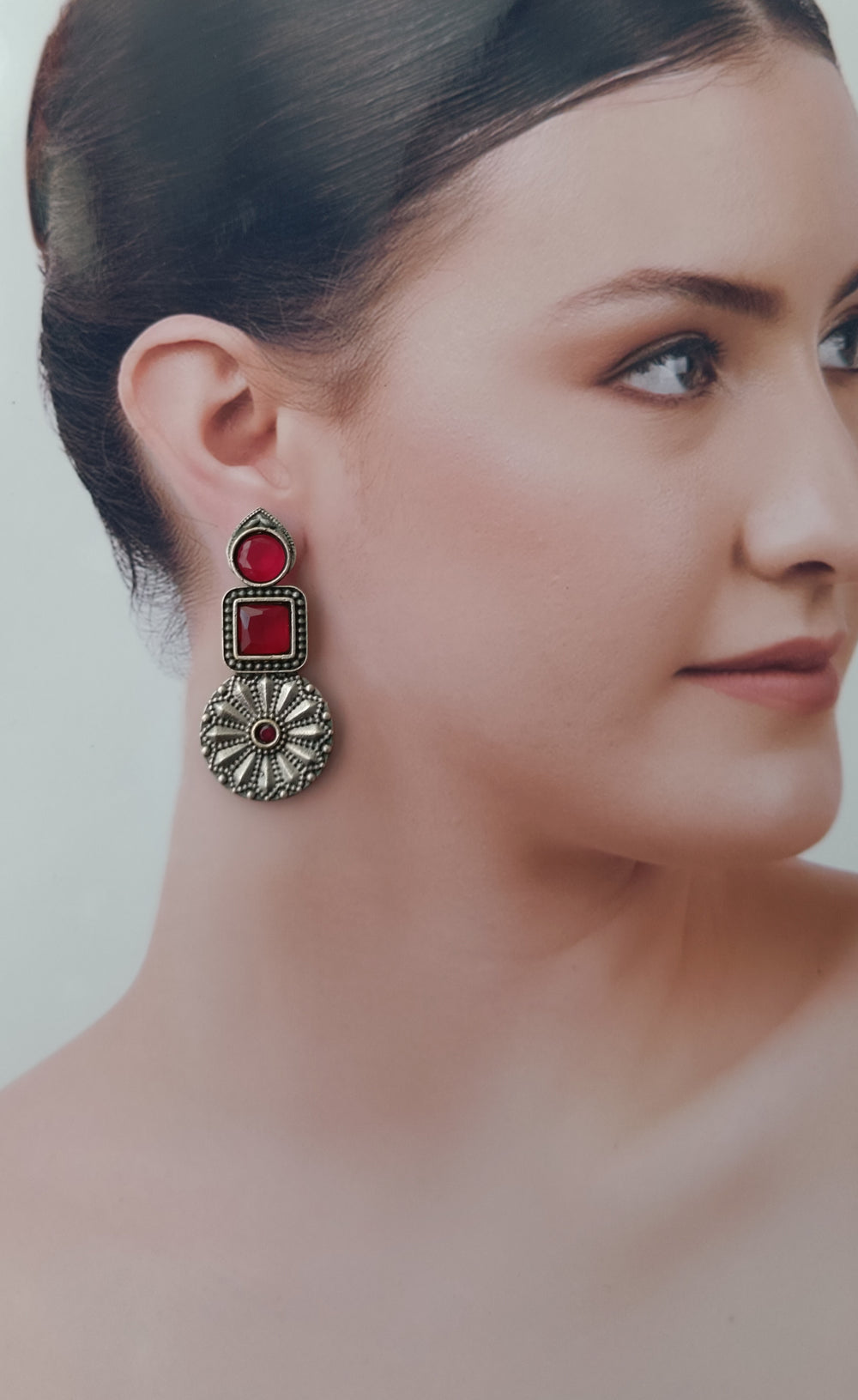 Tela Naari Eshani Silver Oxidised Stud Earrings - TelaNaari