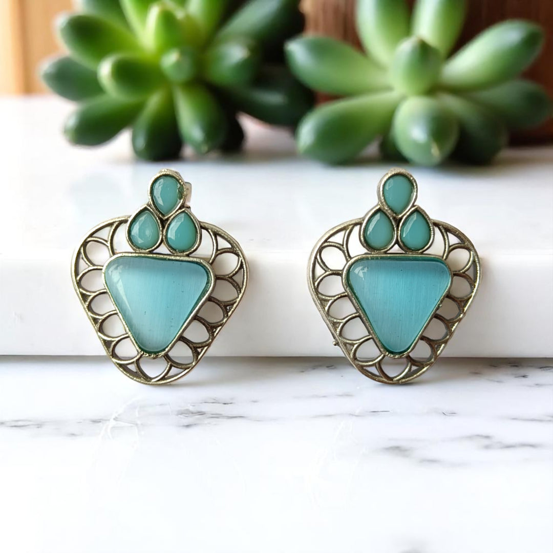 Tela Naari Cool Silver Oxidised Earrings - TelaNaari