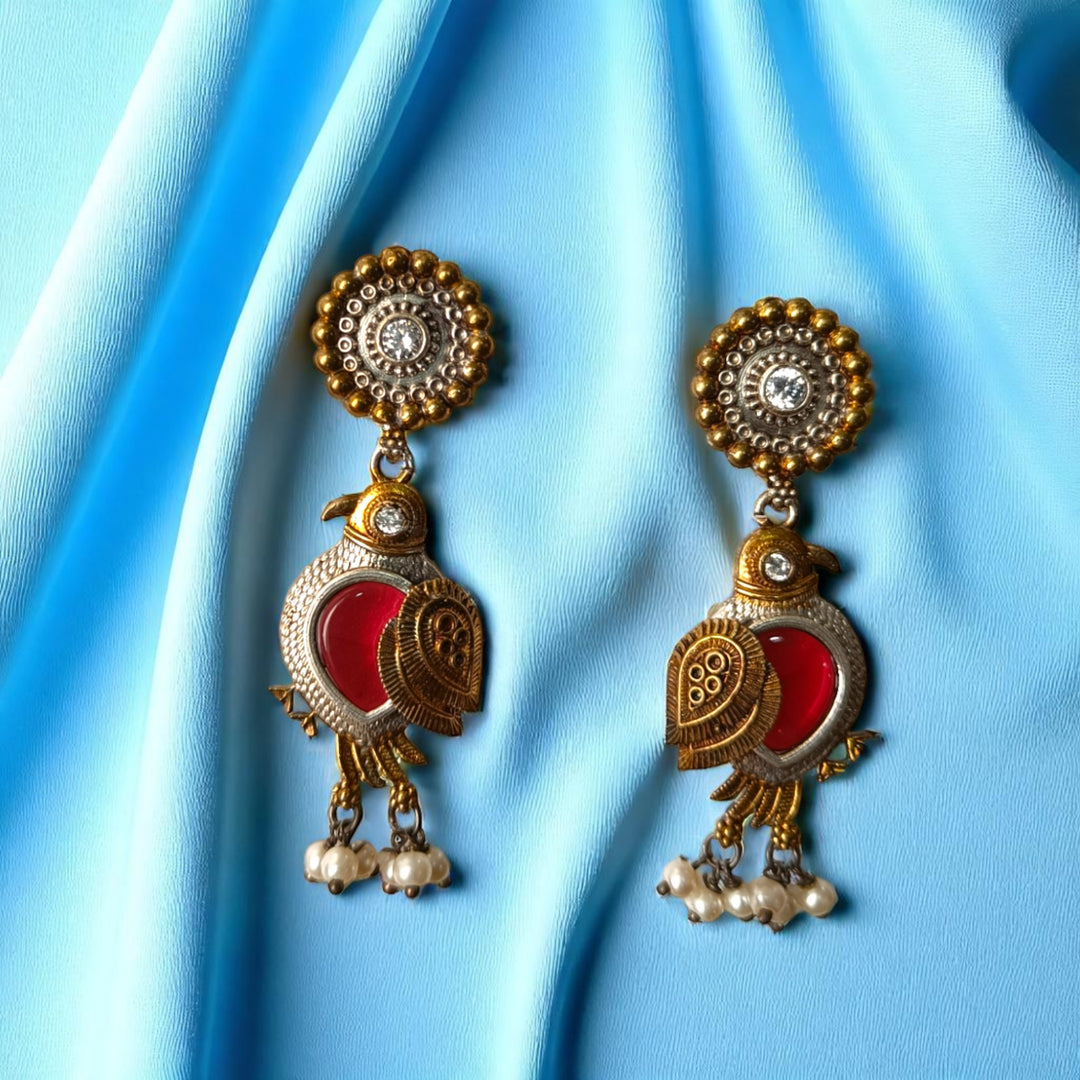 Tela Naari Damini Dual Tone Bird Earrings - TelaNaari
