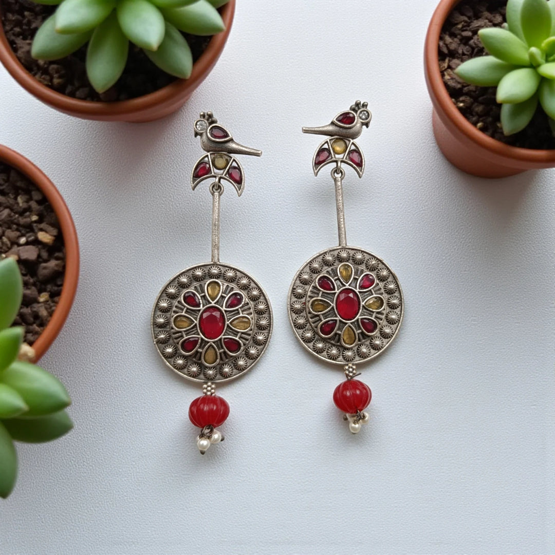 Elegant Idhika Bird Silver-Plated Earrings