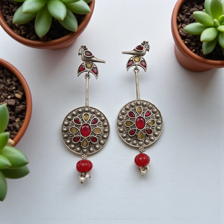 Elegant Idhika Bird Silver-Plated Earrings